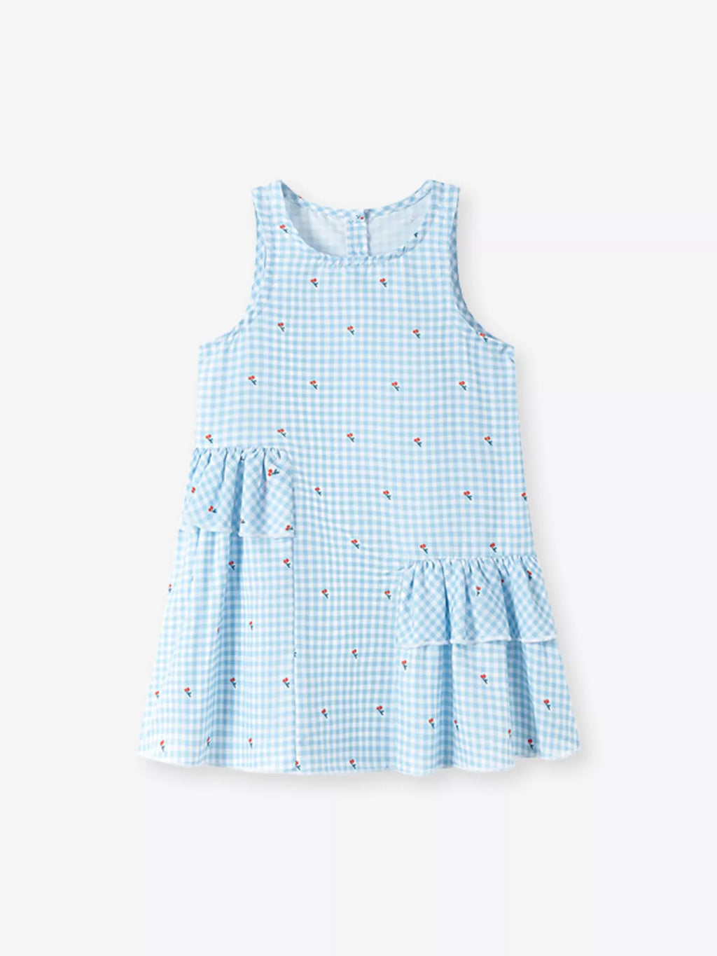 Children's Gingham Ruffle Sleeveless Dress