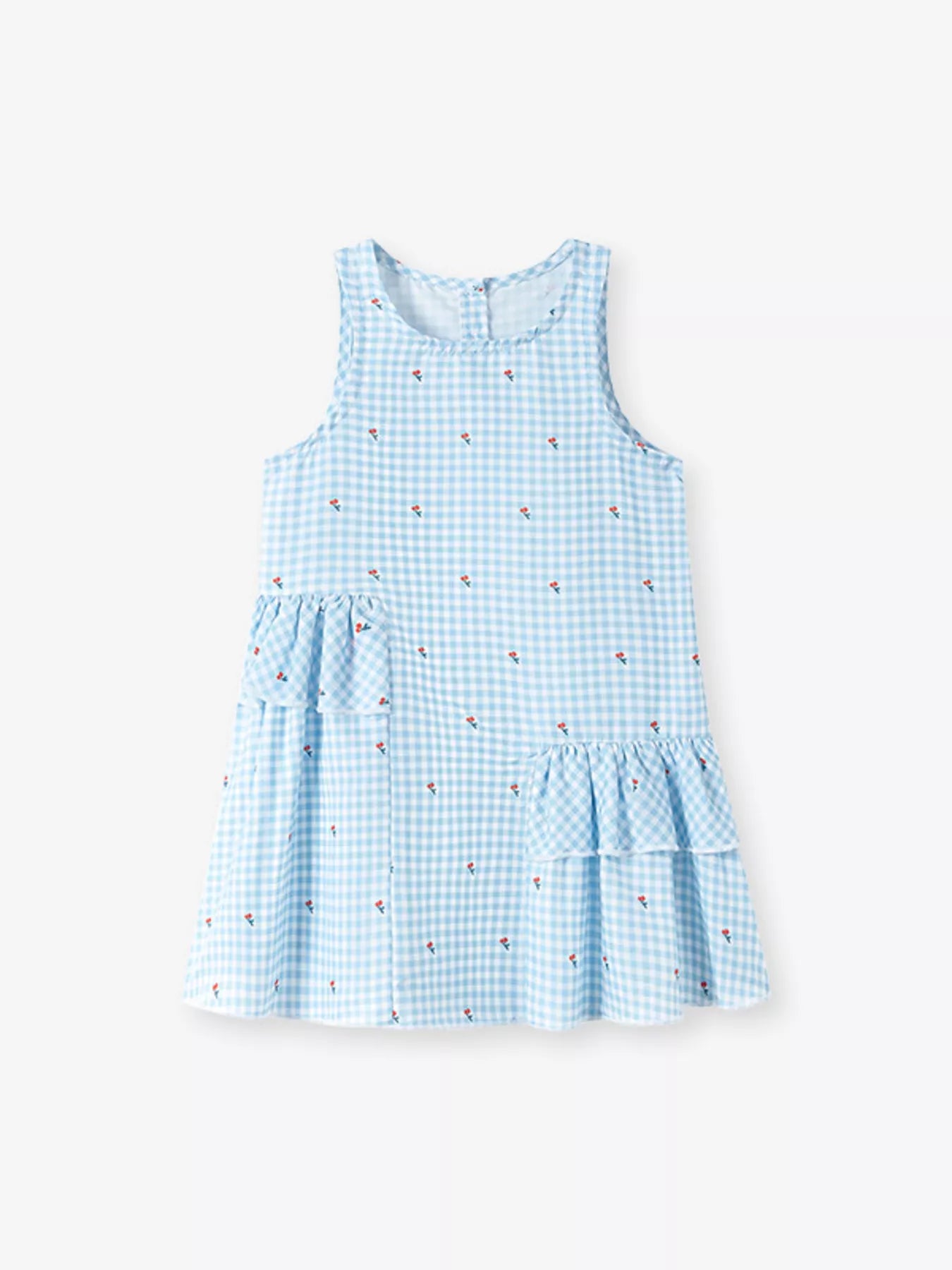Children's Gingham Ruffle Sleeveless Dress