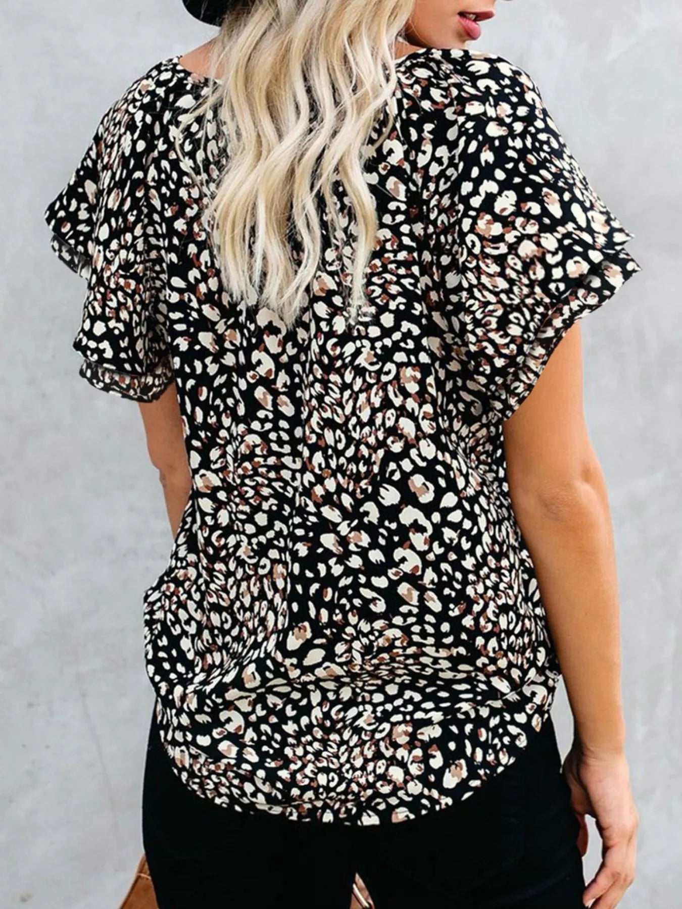 Full Size Floral Print V-Neck Shirt Plus Size