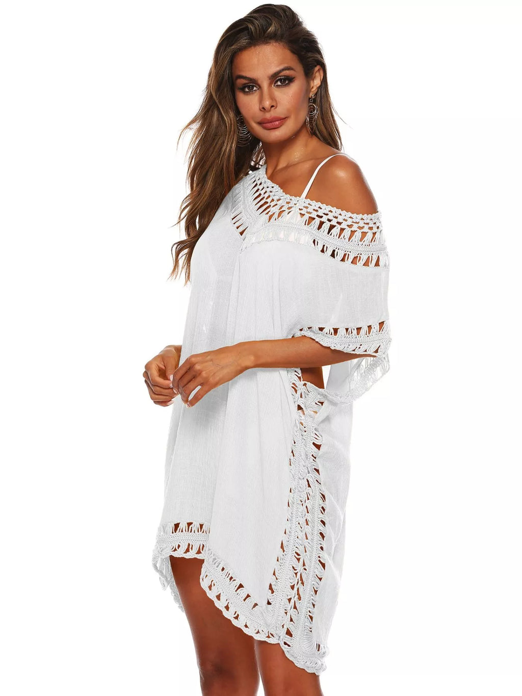 Crochet Trim V-Neck Cover-Up Dress