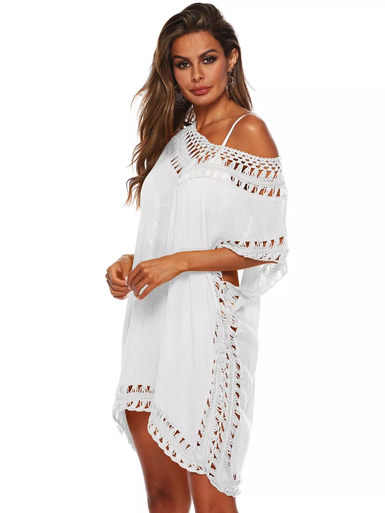 Crochet Trim V-Neck Cover-Up Dress
