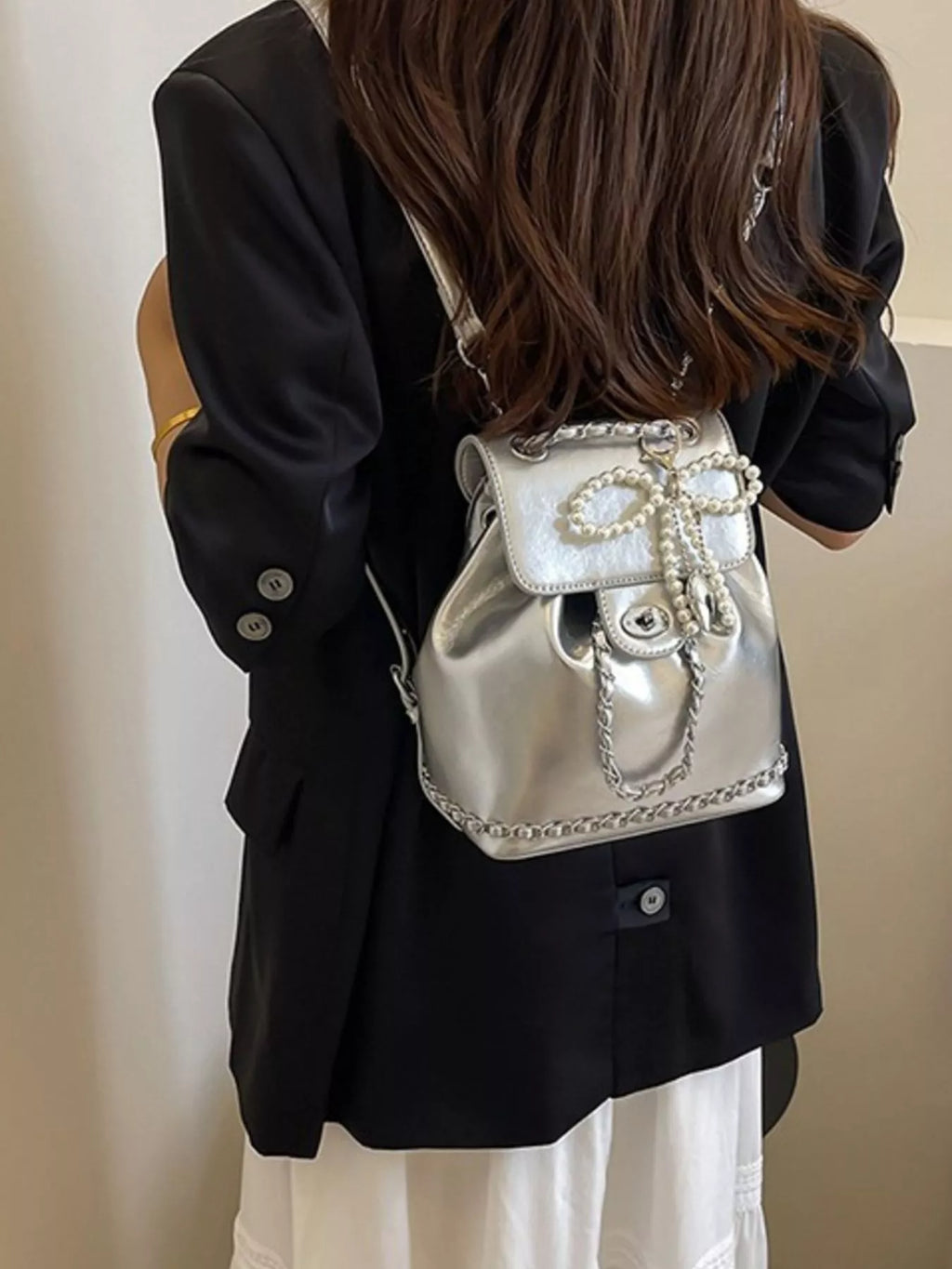 Pearl Decor Backpack Bag