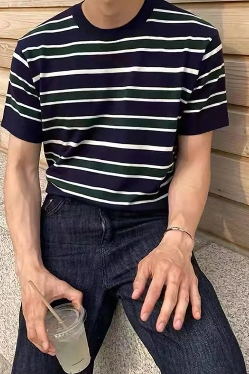Men's Plus Size Casual Striped Short Sleeve T-Shirt