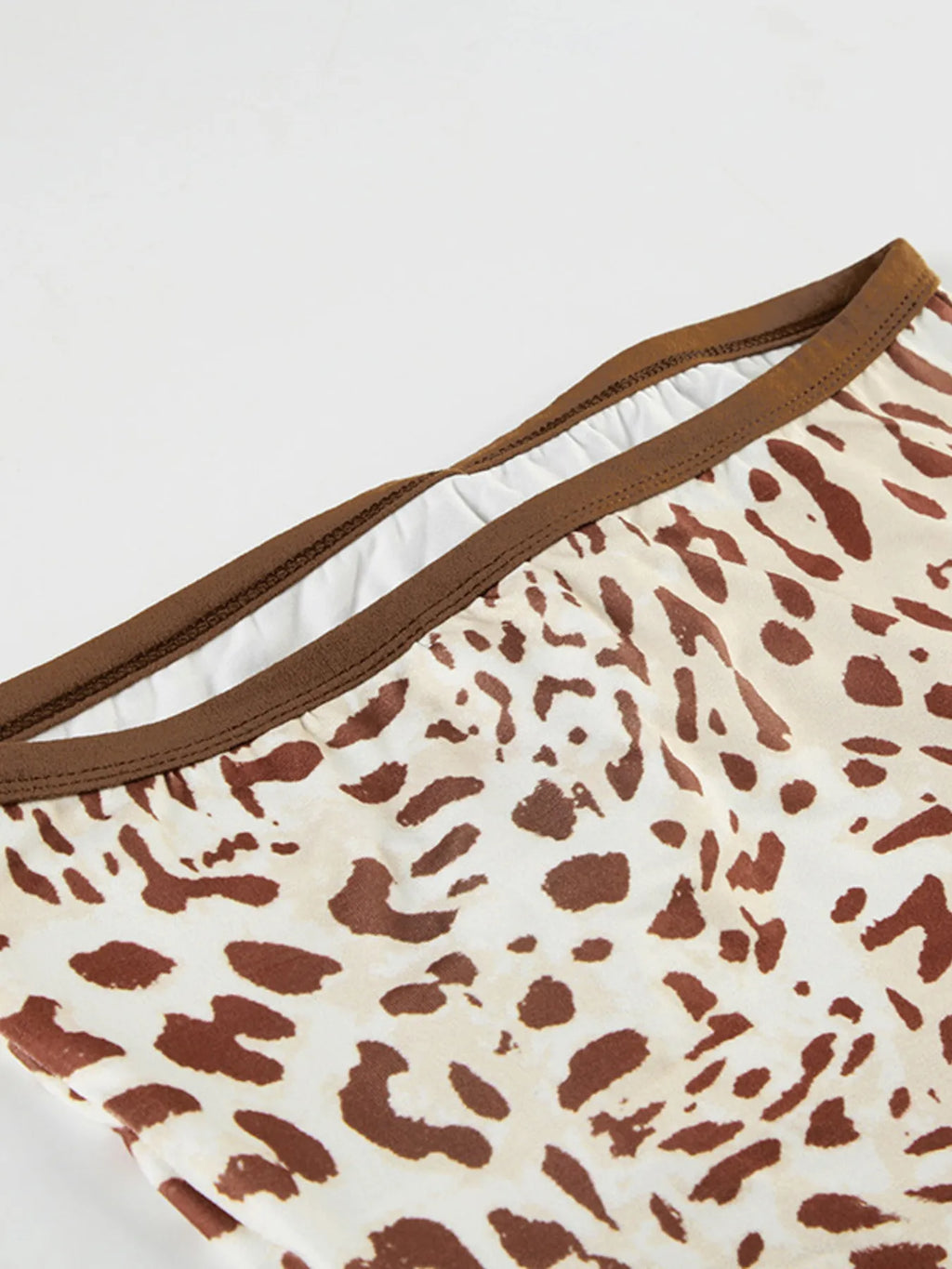 Leopard Print Strapless Top and Skirt Two-Piece Set