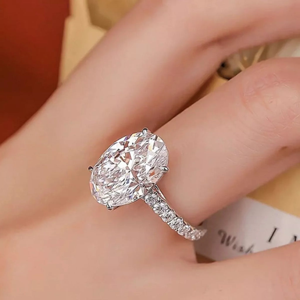 3 Carat 925 Sterling Silver Moissanite Oval Ring