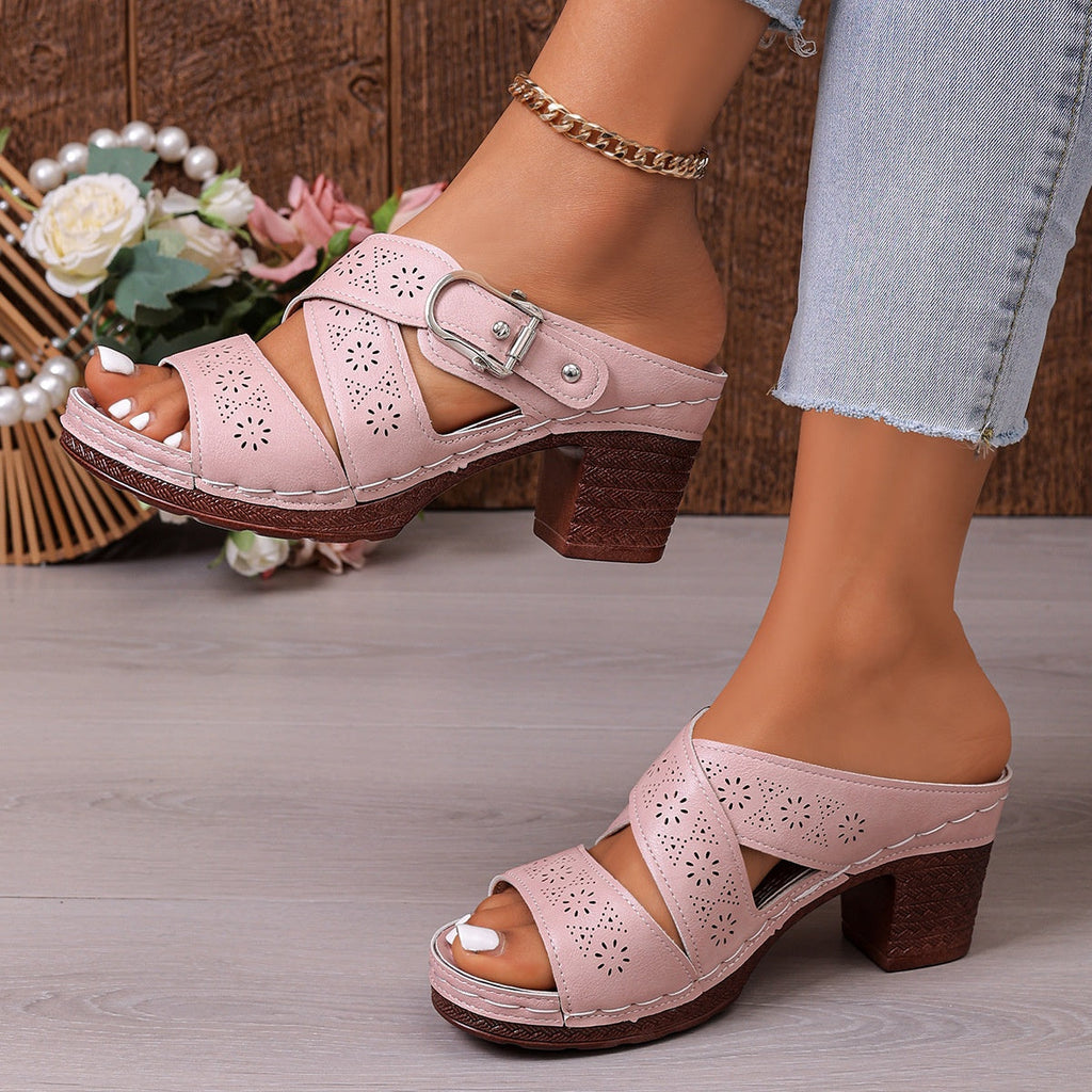 Open Toe Block Heels Sandals