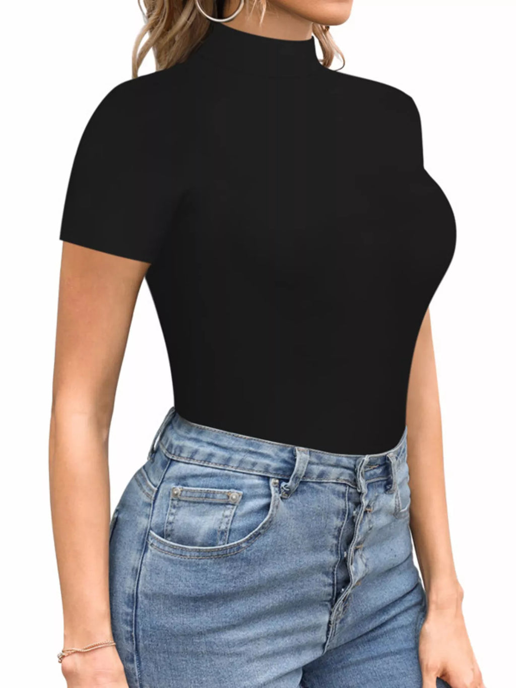Mock Neck Short Sleeve Bodysuit