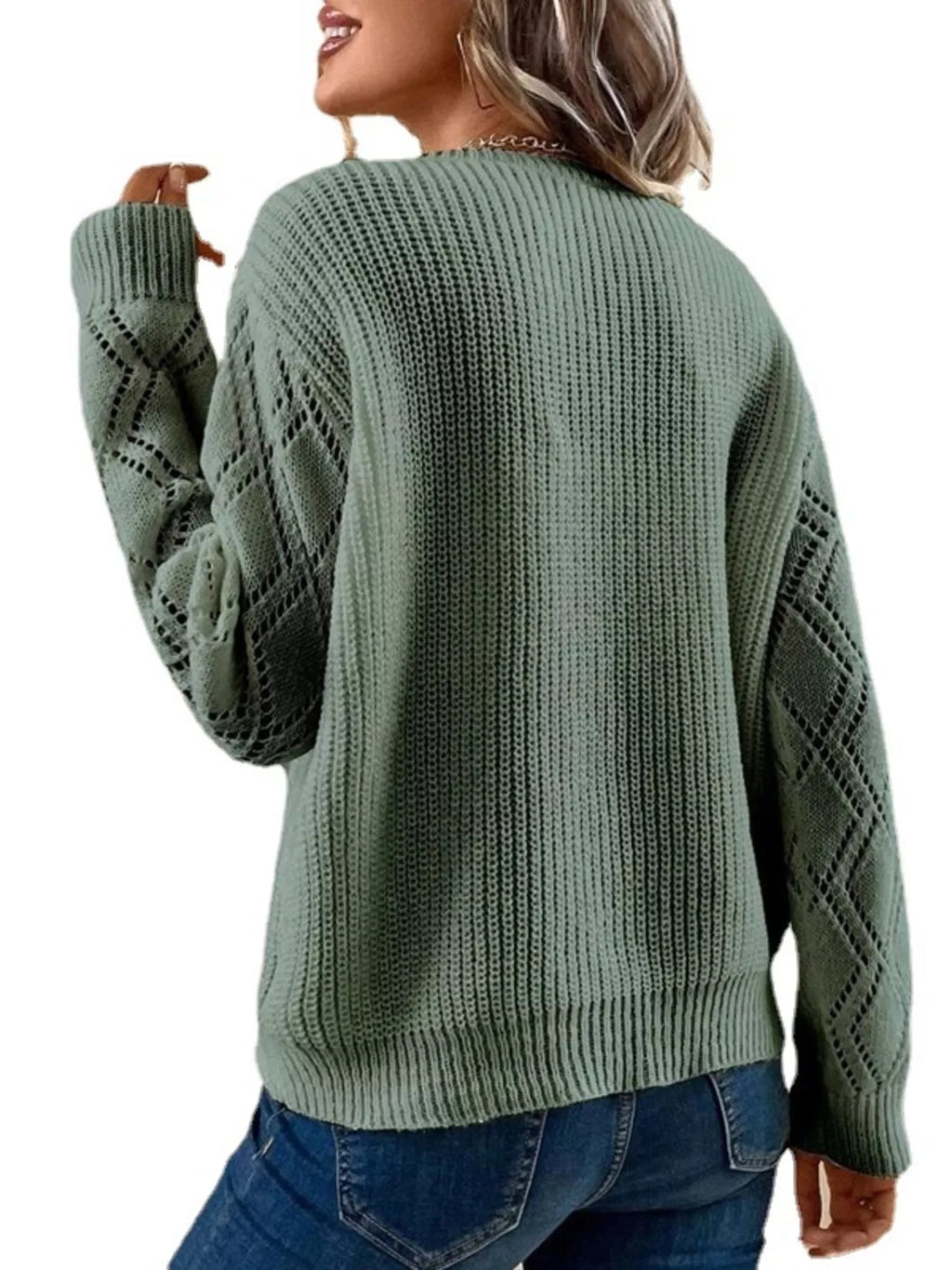 V-Neck Openwork Sweater