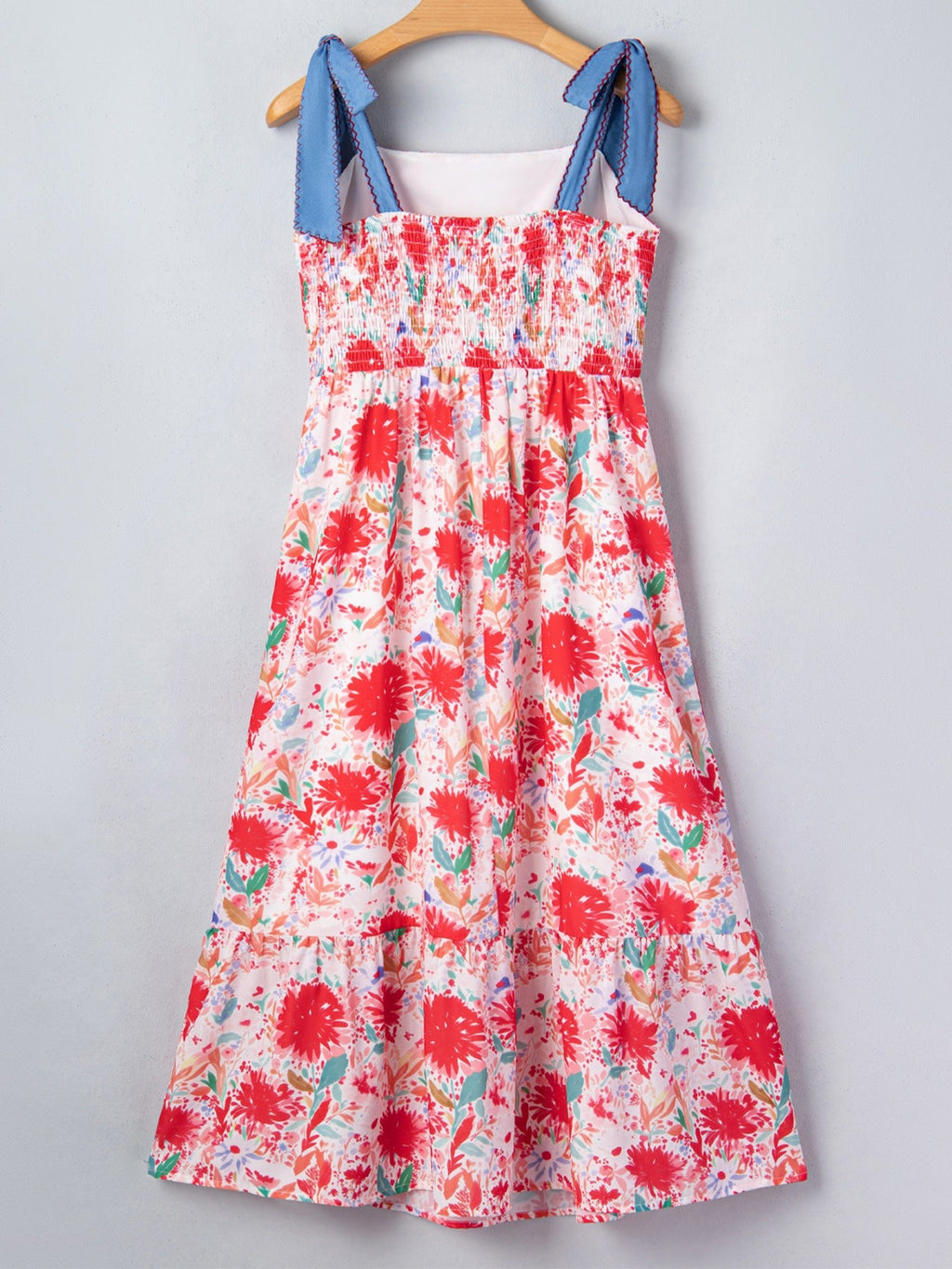 Floral Print Tie-Shoulder Midi Dress