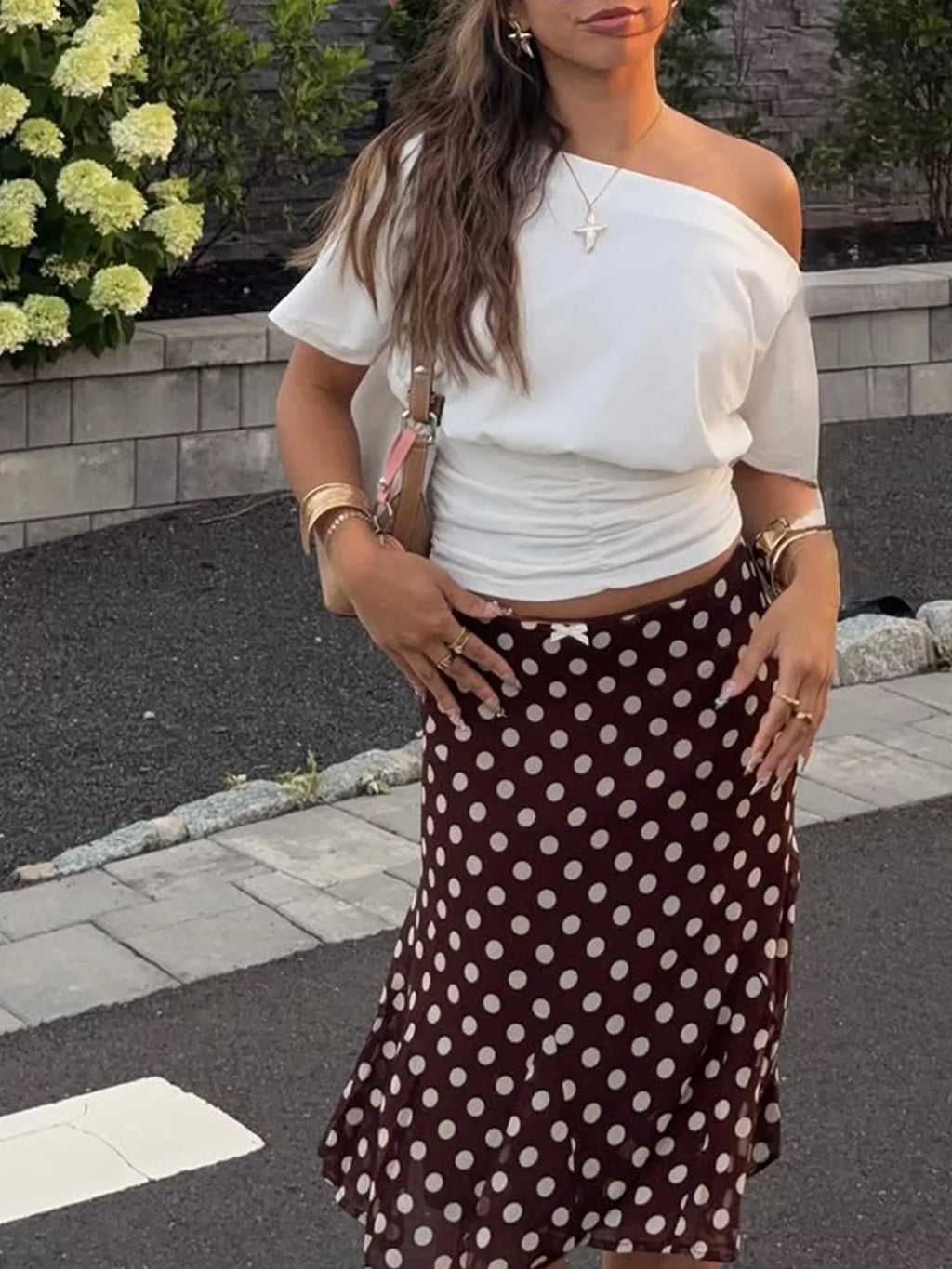 Polka Dot Midi Skirt