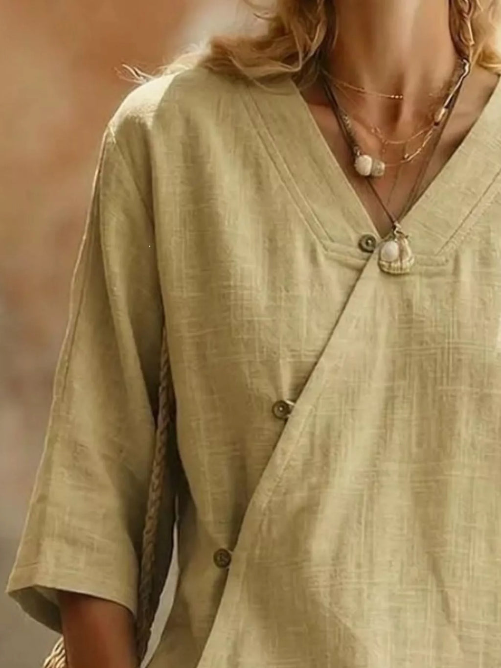 Surplice 3/4 Sleeve Blouse