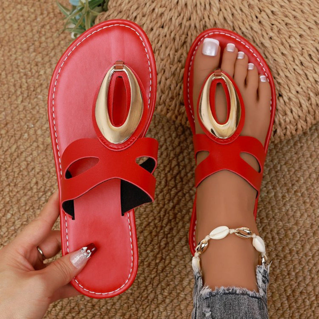 Open Toe Golden Accent Sandals