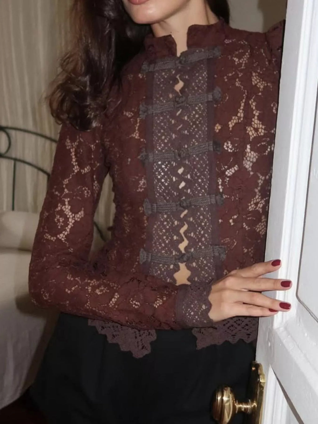 Lace Button-Up Shirt