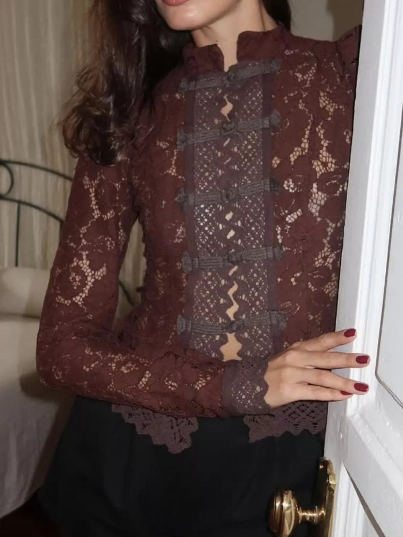 Lace Button-Up Shirt