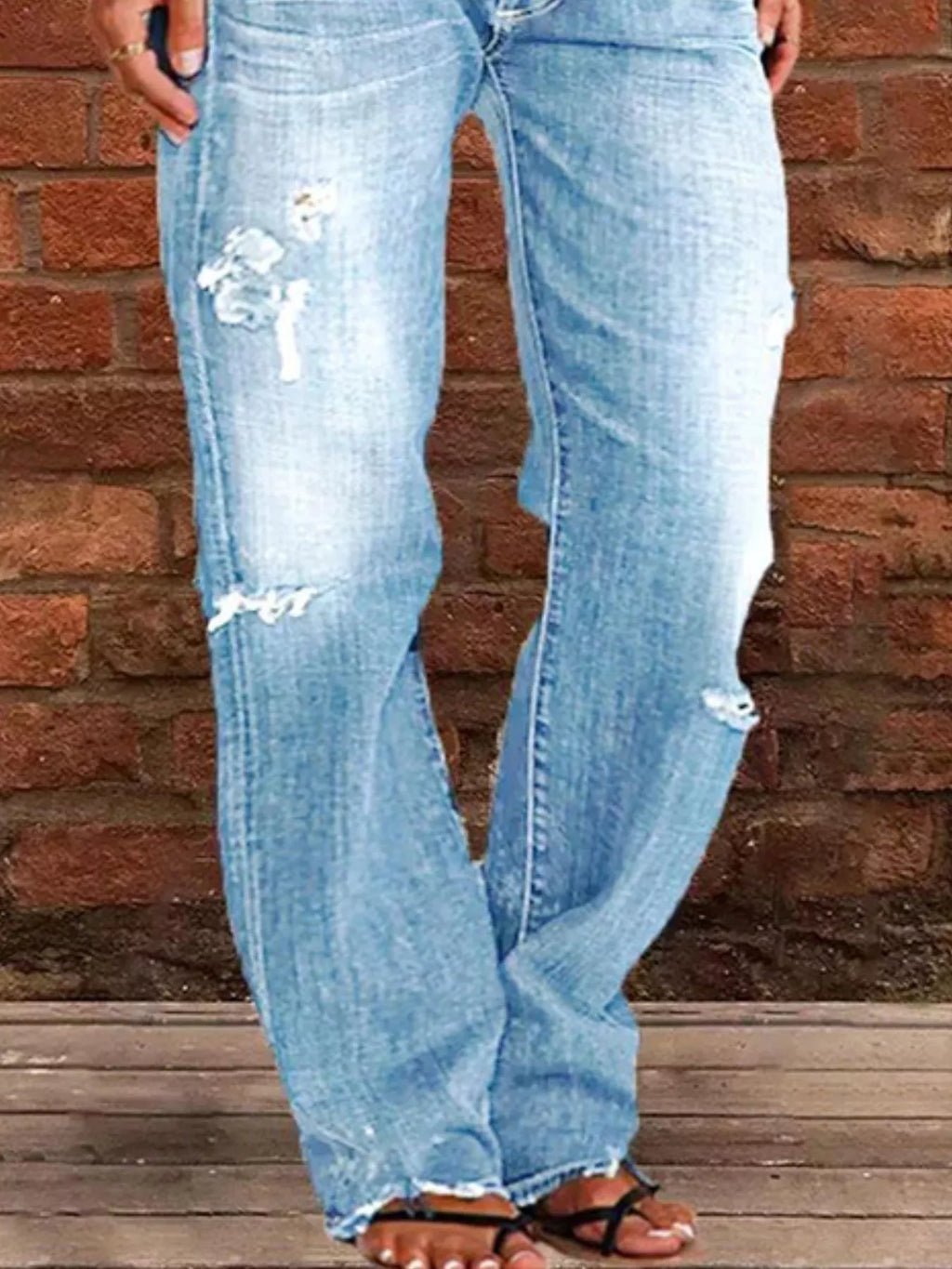 Full Size Distressed Raw Hem Jeans Plus Size