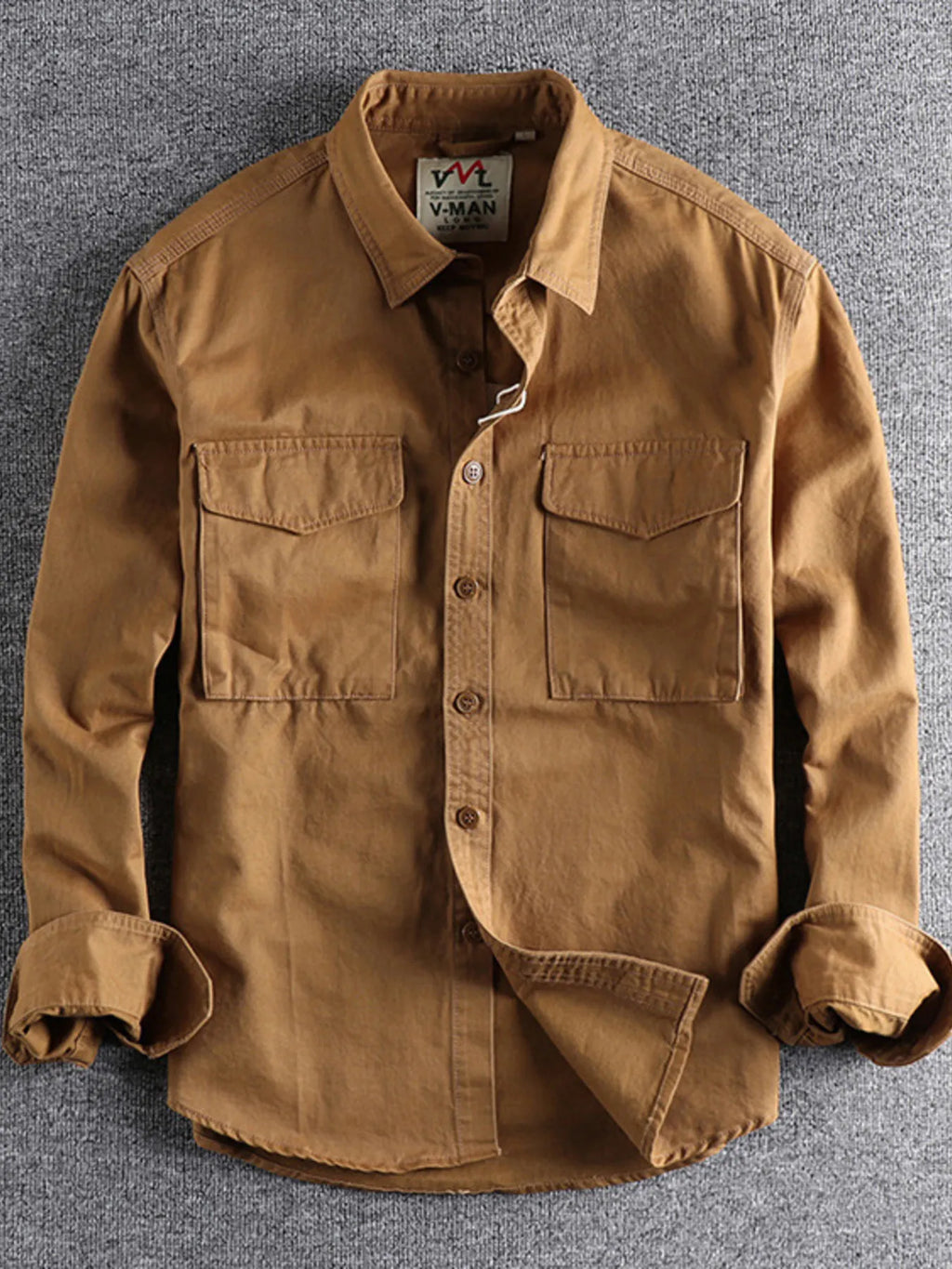 Men's Plus Size Button Up Shirt with Chest Pockets