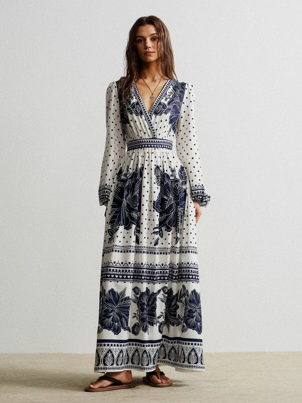 Floral Print Long Sleeve Maxi Dress