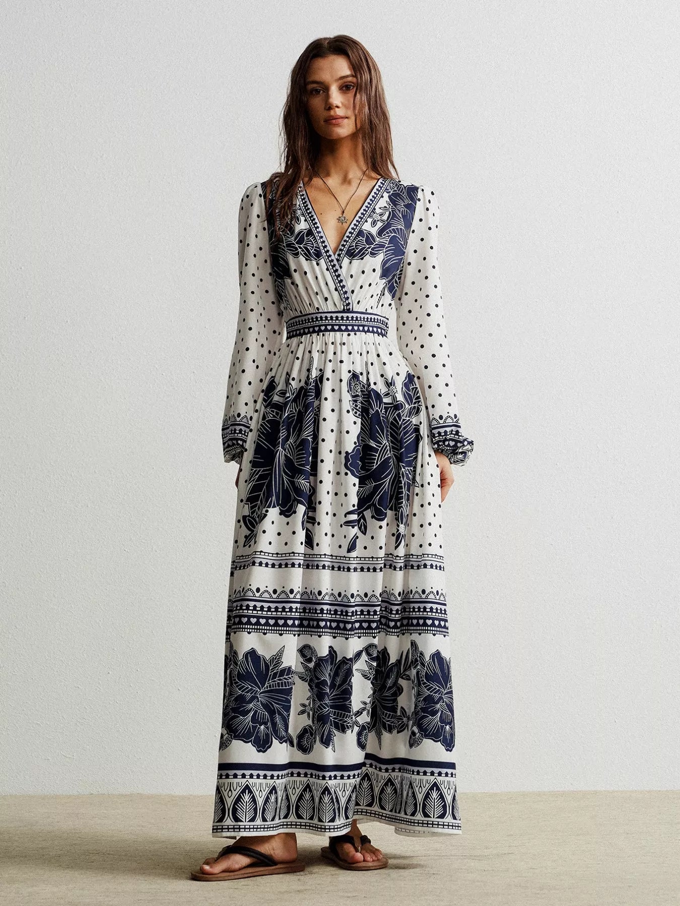 Floral Print Long Sleeve Maxi Dress
