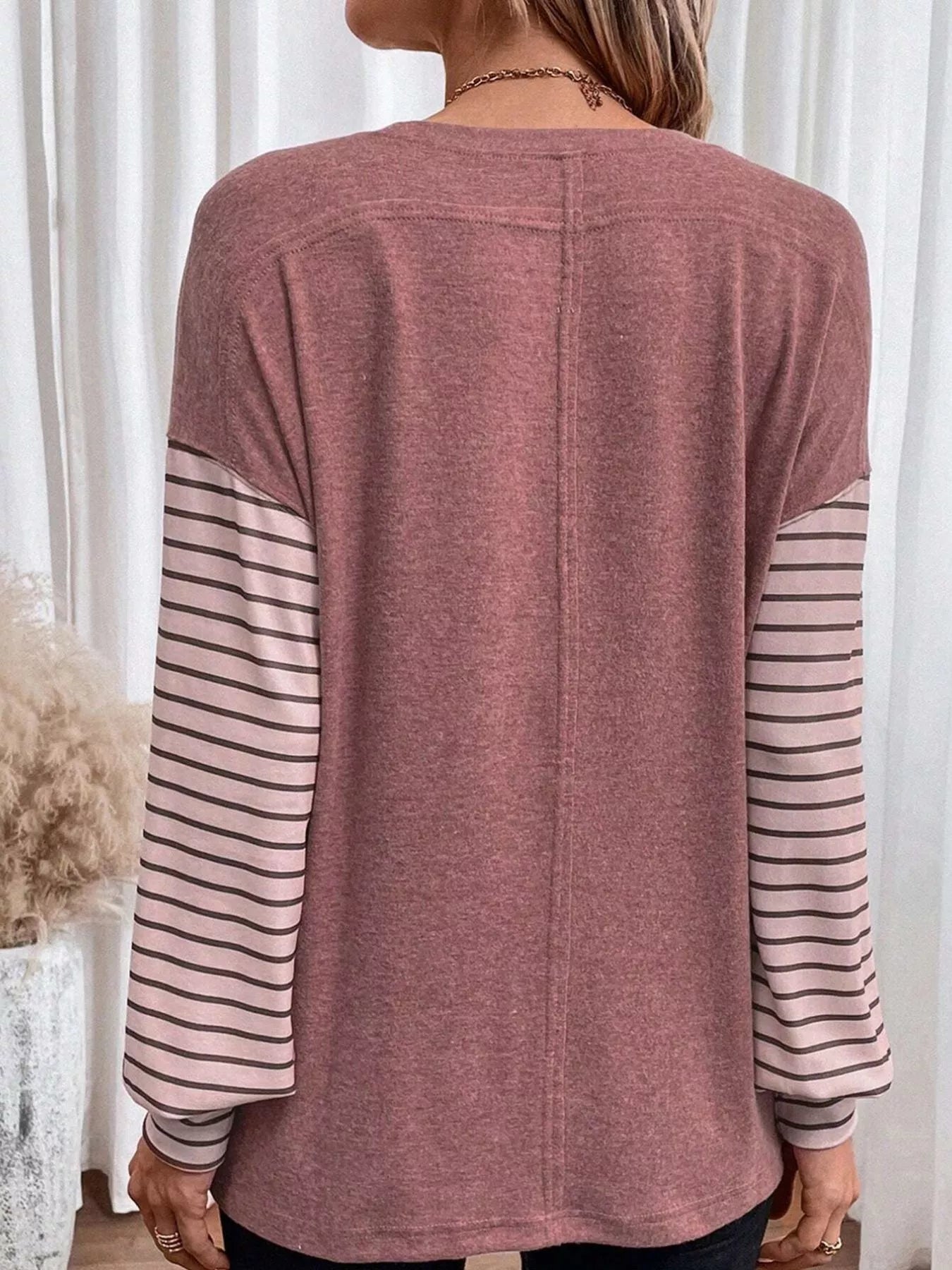Striped Color Block Long Sleeve T-Shirt