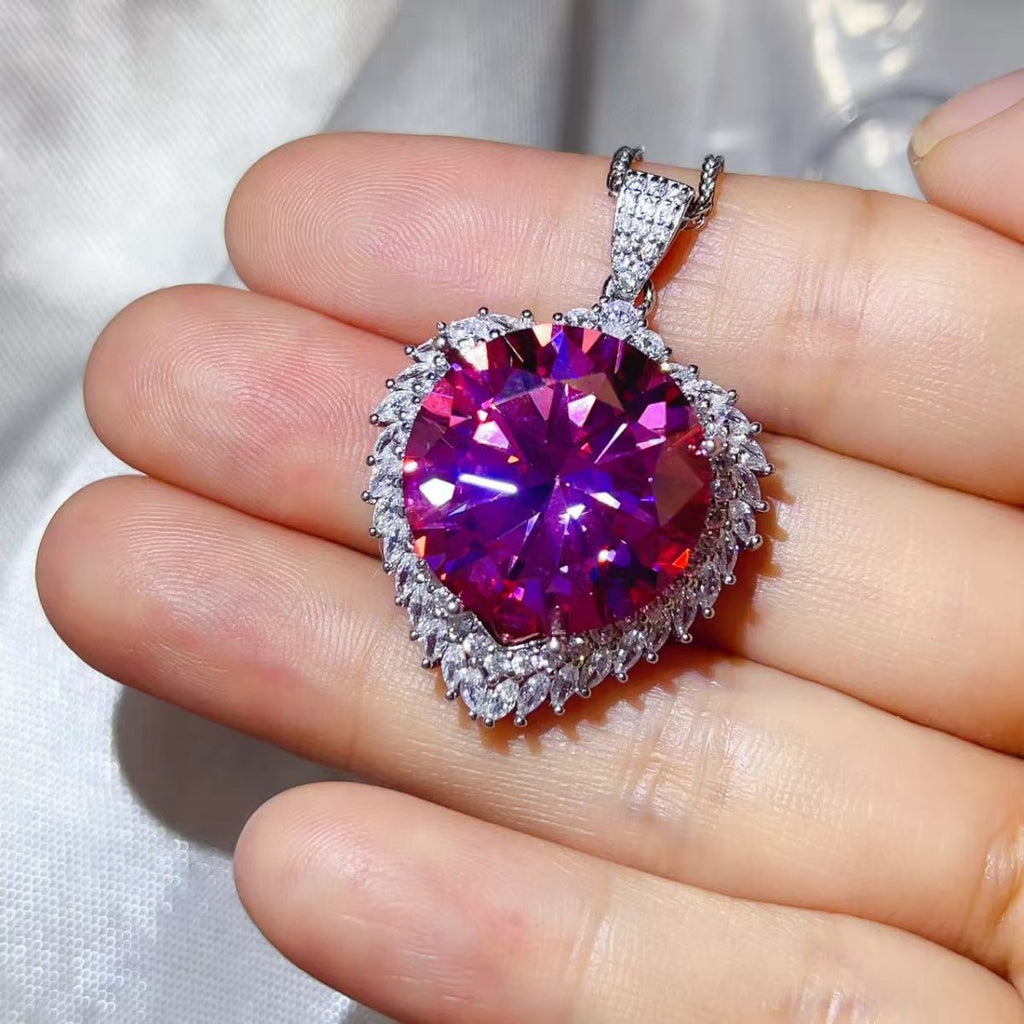 20 Carat Moissanite 925 Sterling Silver Pendant Necklace