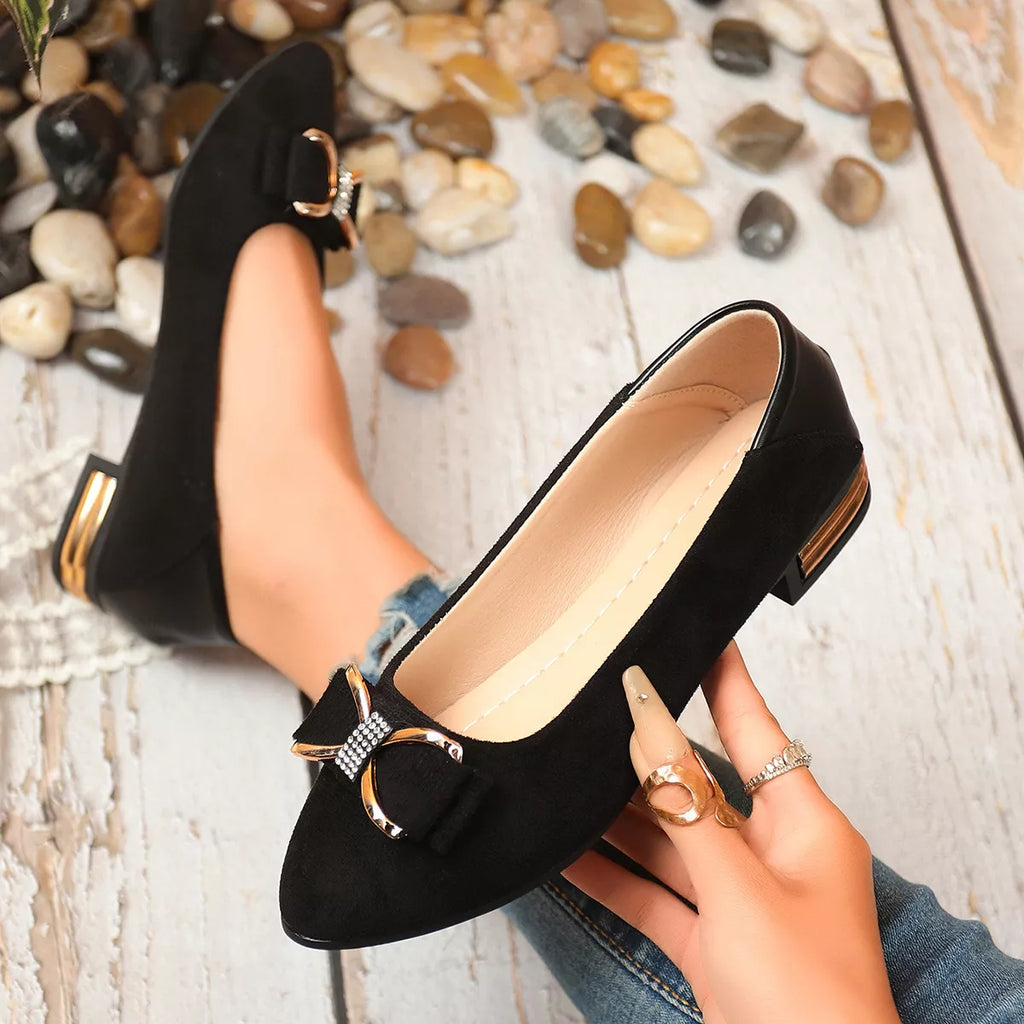 Point Toe Block Heels Slip-Ons