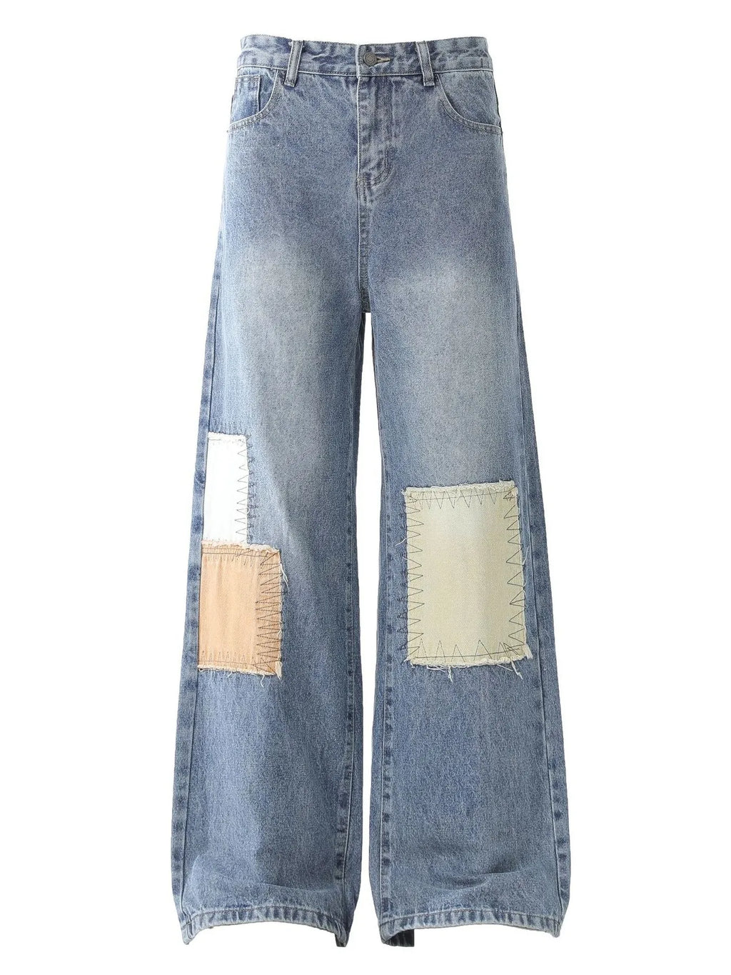 Men's Patches Wide Leg Jeans
