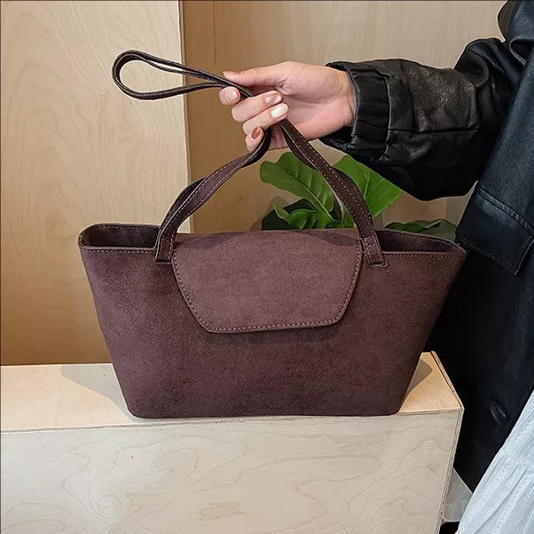 Minimalist Flap Decor Suede Bag
