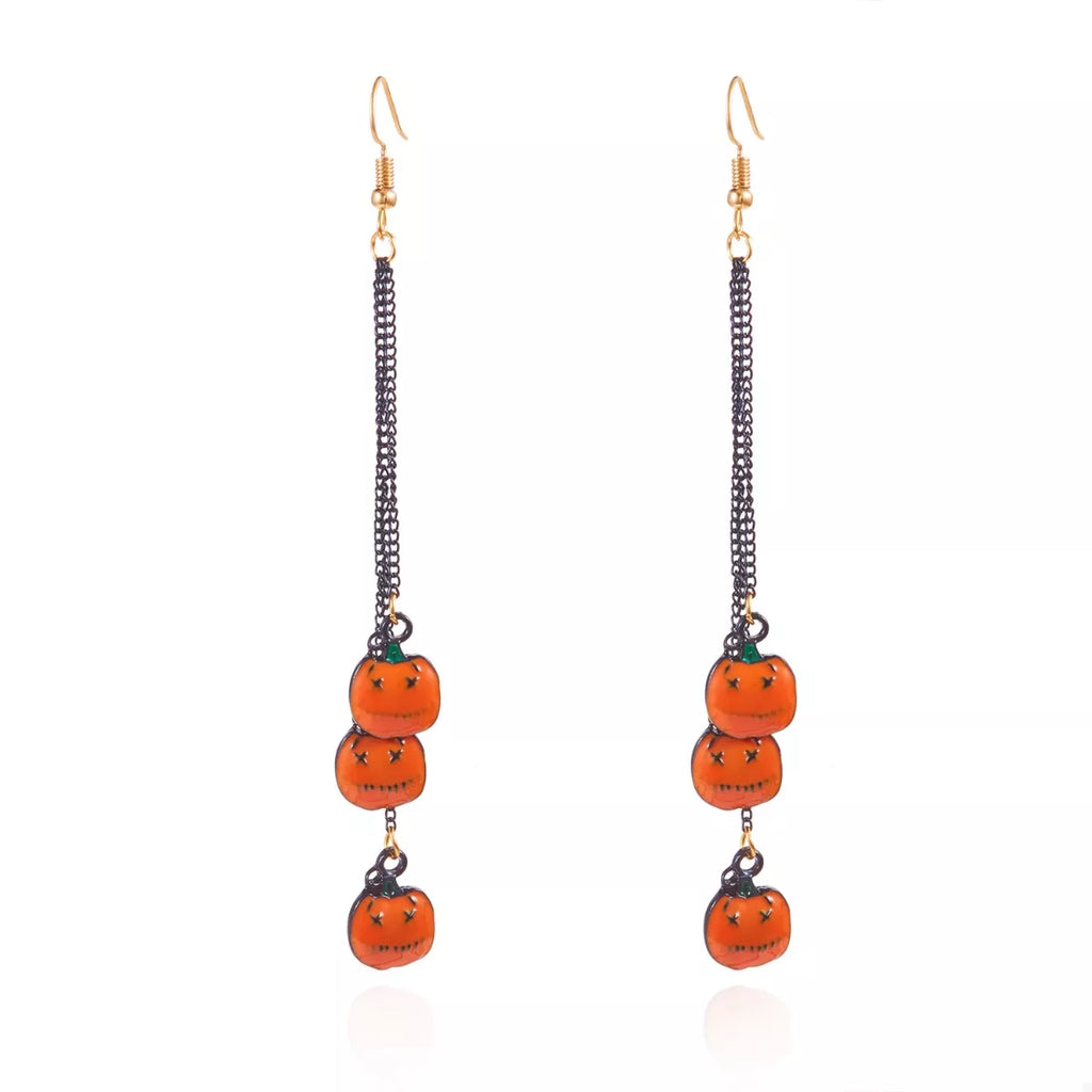 Halloween Pumpkin Chain Drop Earrings