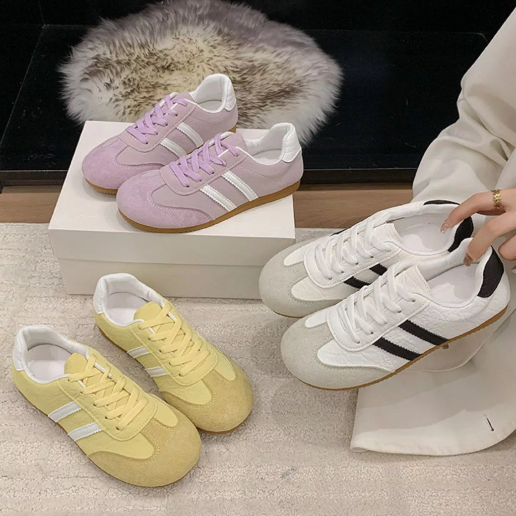 Striped Lace Up Casual Sneakers