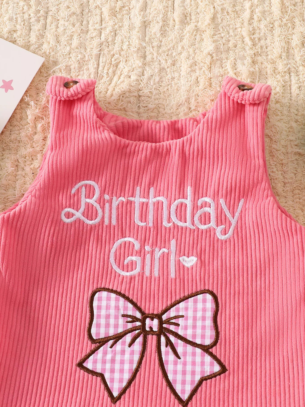 Children's Plaid Hem Corduroy Sleeveless Dress