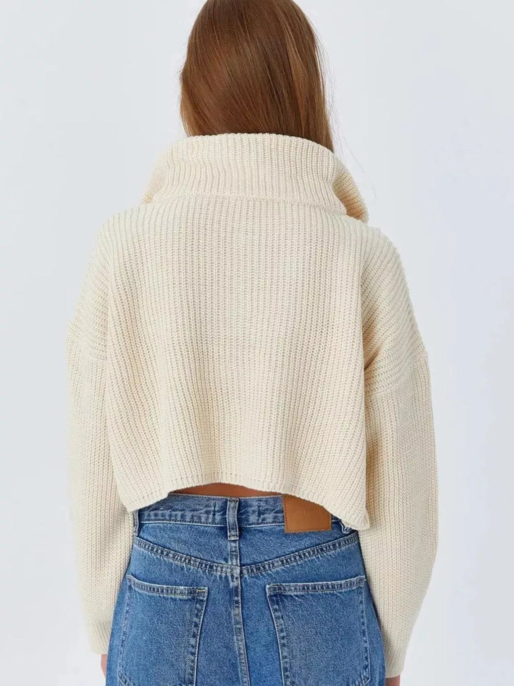 Half Zip Dropped Shoulder Sweater