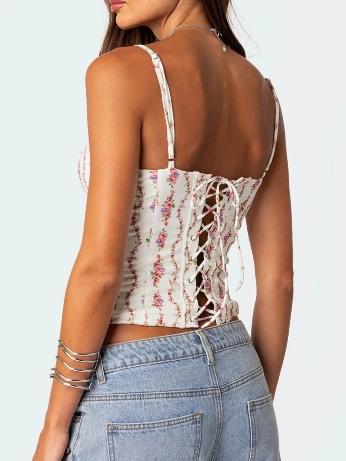 Floral Print Sweetheart Neck Cami