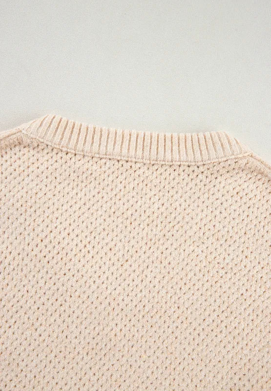 V-Neck Dropped Shoulder Long Sleeve Sweater