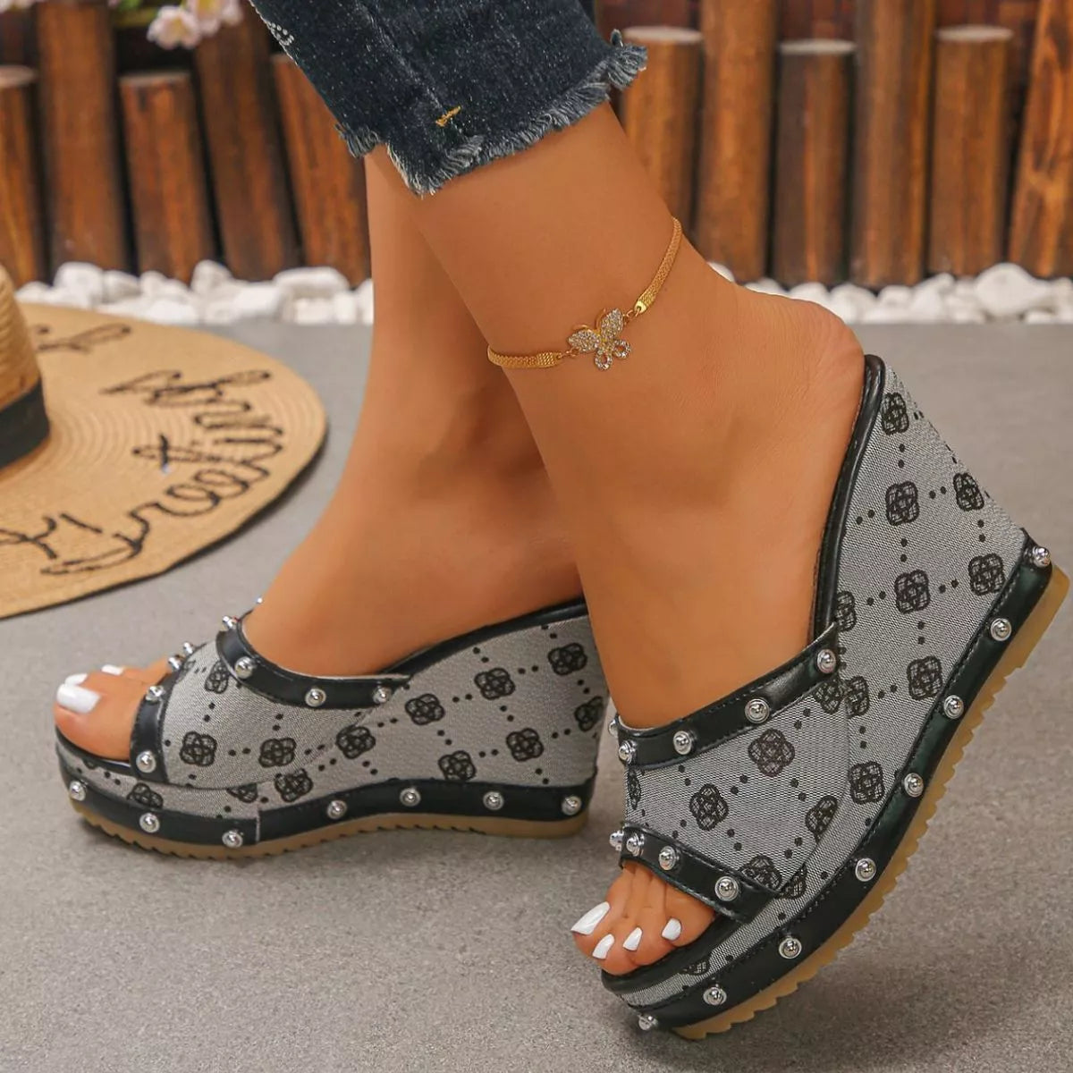 Peep Toe Wedge Sandals