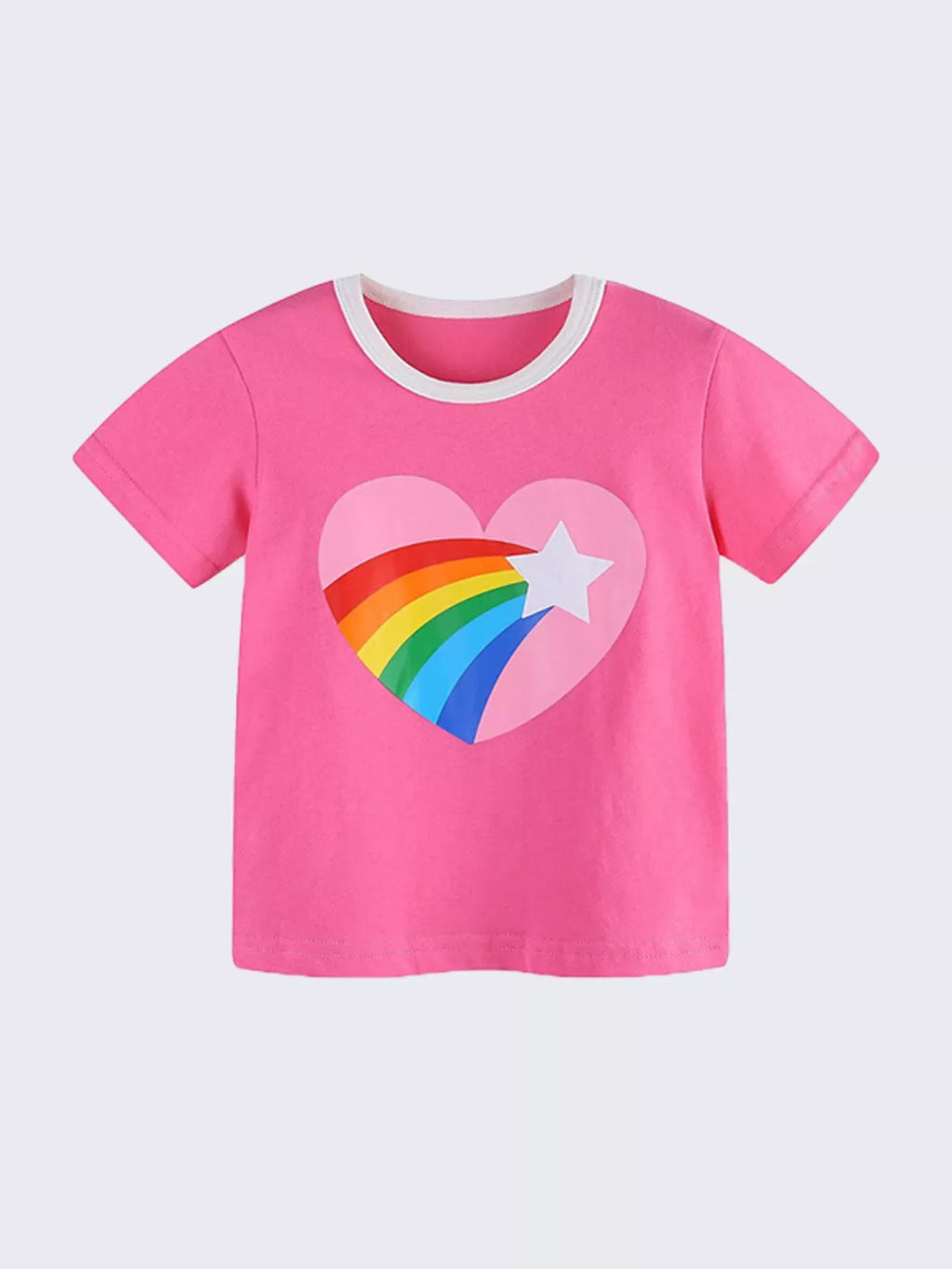 Children's Rainbow Heart Graphic Short Sleeve T-Shirt