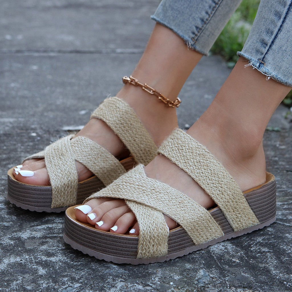 Braided Strap Platform Sandals