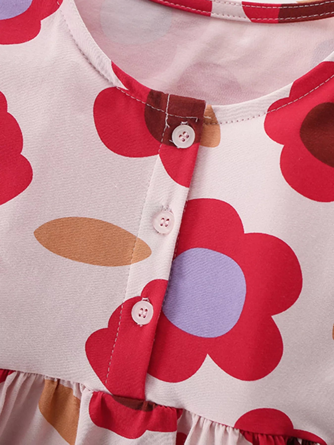 Children's Floral Print Short Sleeve Dress