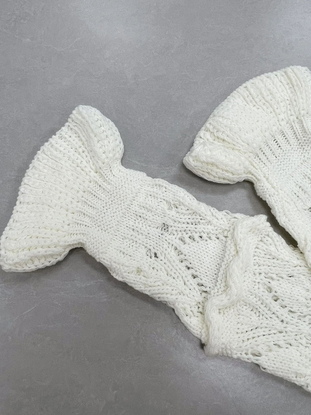 Crochet Ruffled Hem Long Sleeve Sweater