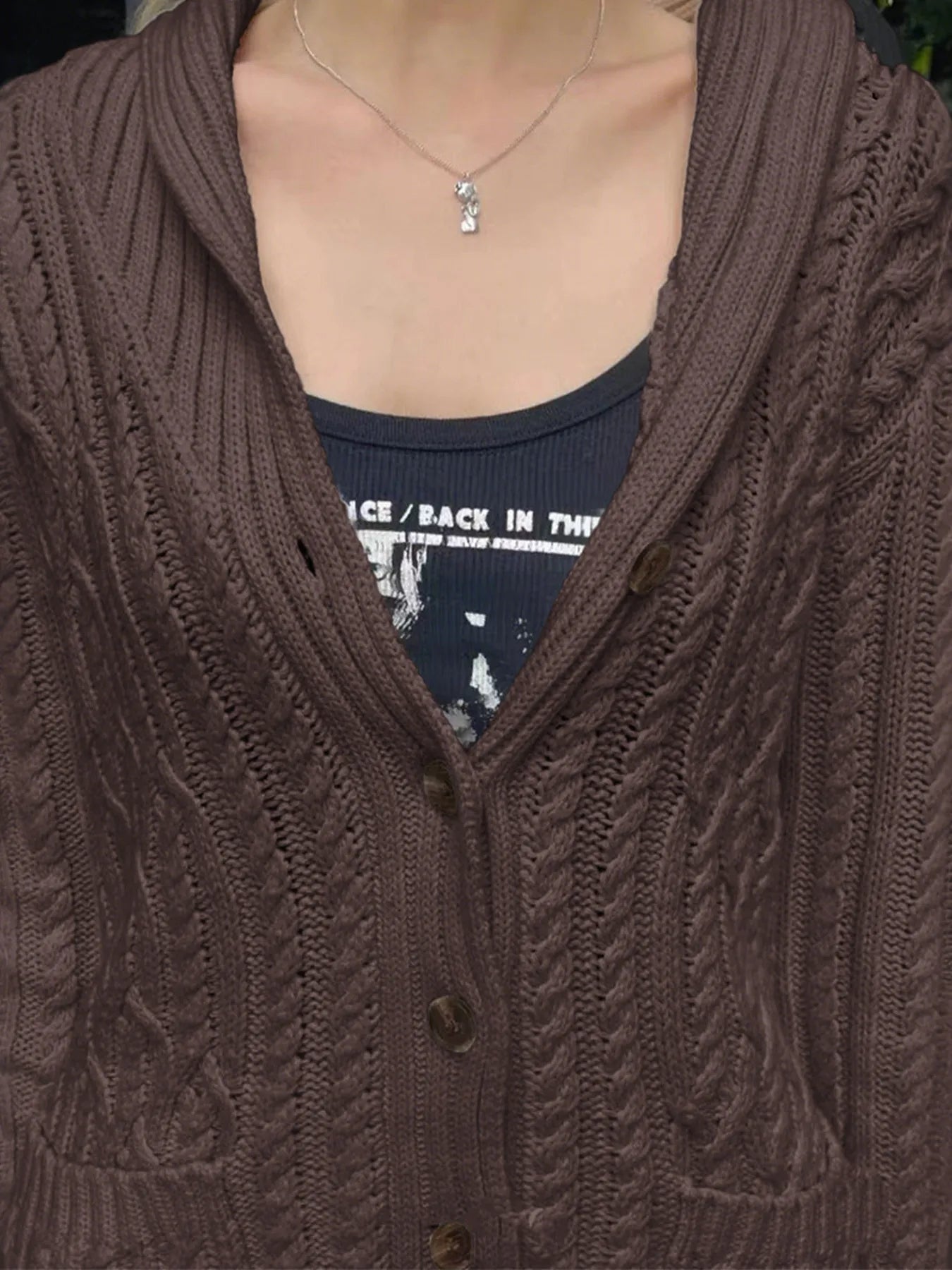 Cable Knit Button Up Cardigan