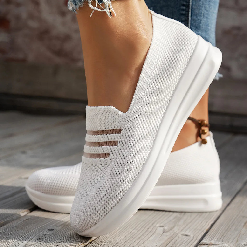 Mesh Round Toe Platform Slip-Ons