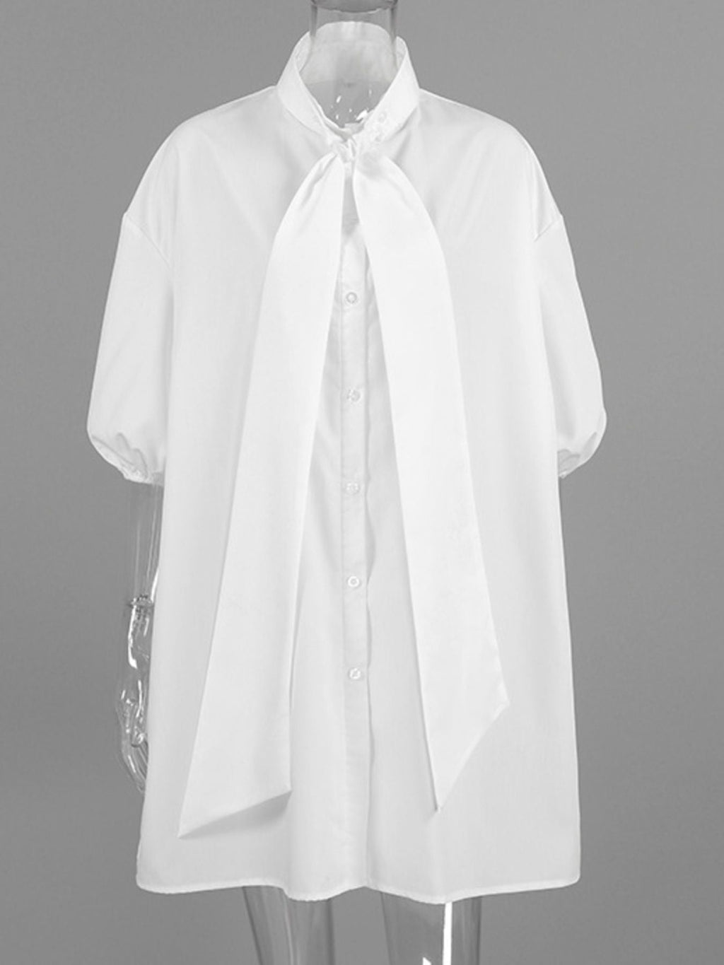 Tied Button Up Puff Sleeve Shirt