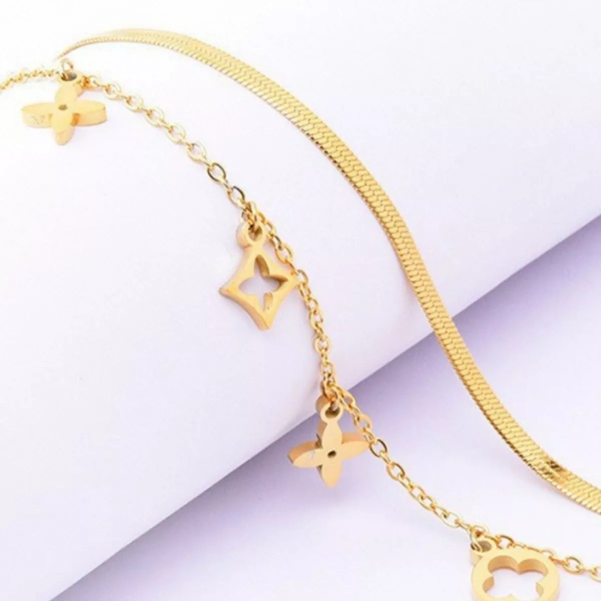 18K Gold-Plated Double Layered Charm Necklace