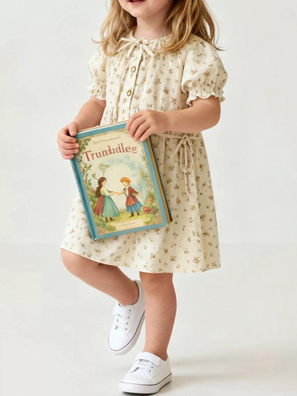 Children's Vintage Floral Print Puff Sleeve Dress