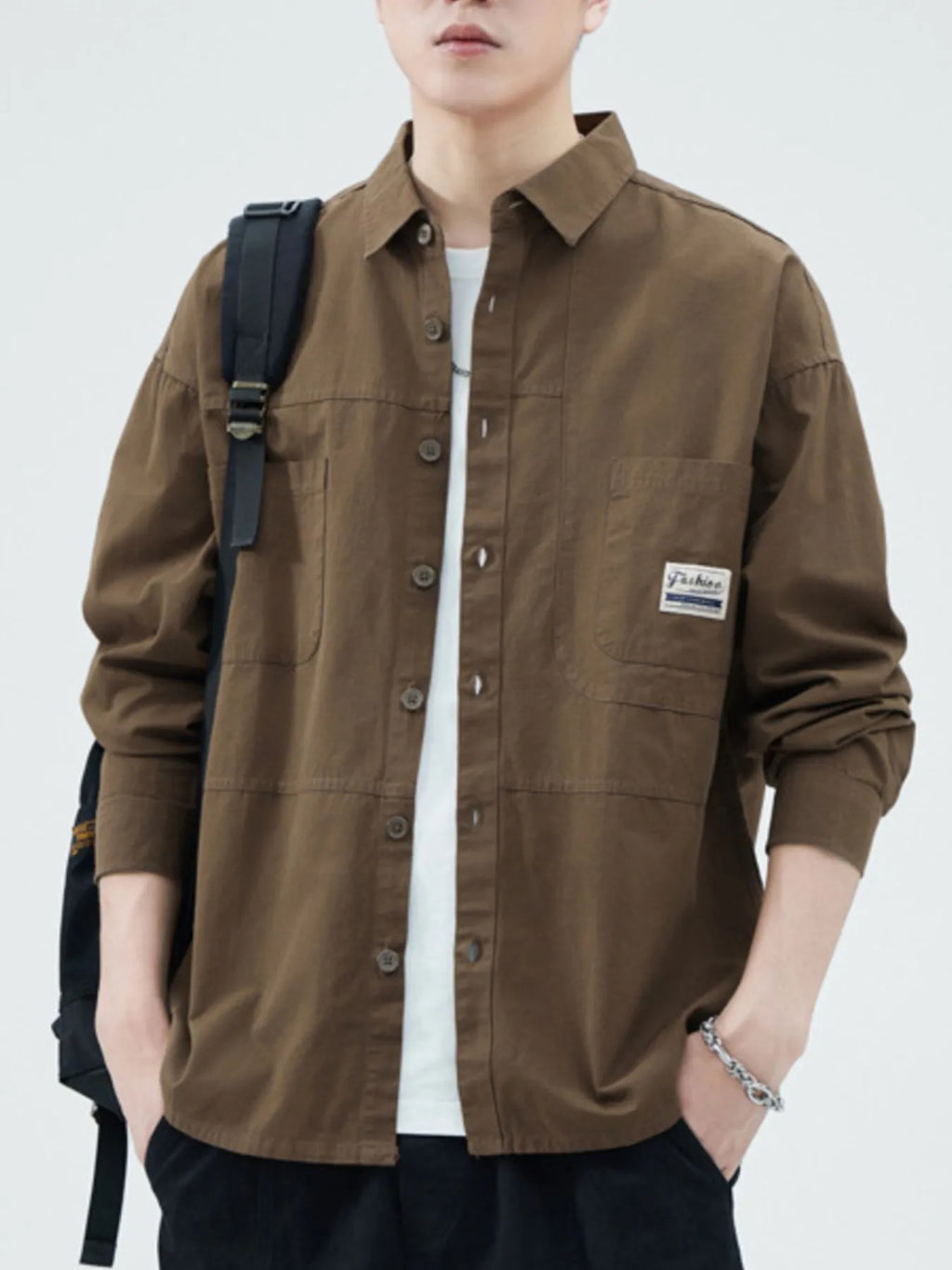 Men's Plus Size Button Up Long Sleeve Shirt