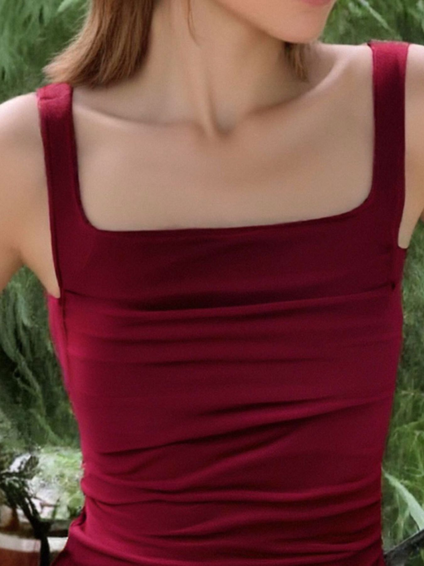 Ruched Square Neck Tank
