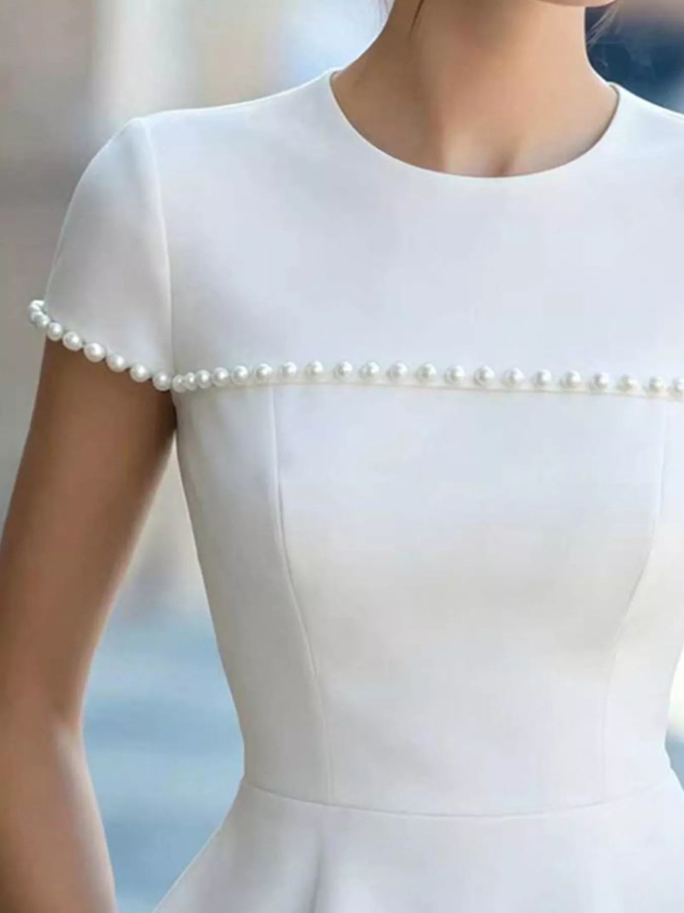 Pearl Embellished Peplum T-Shirt