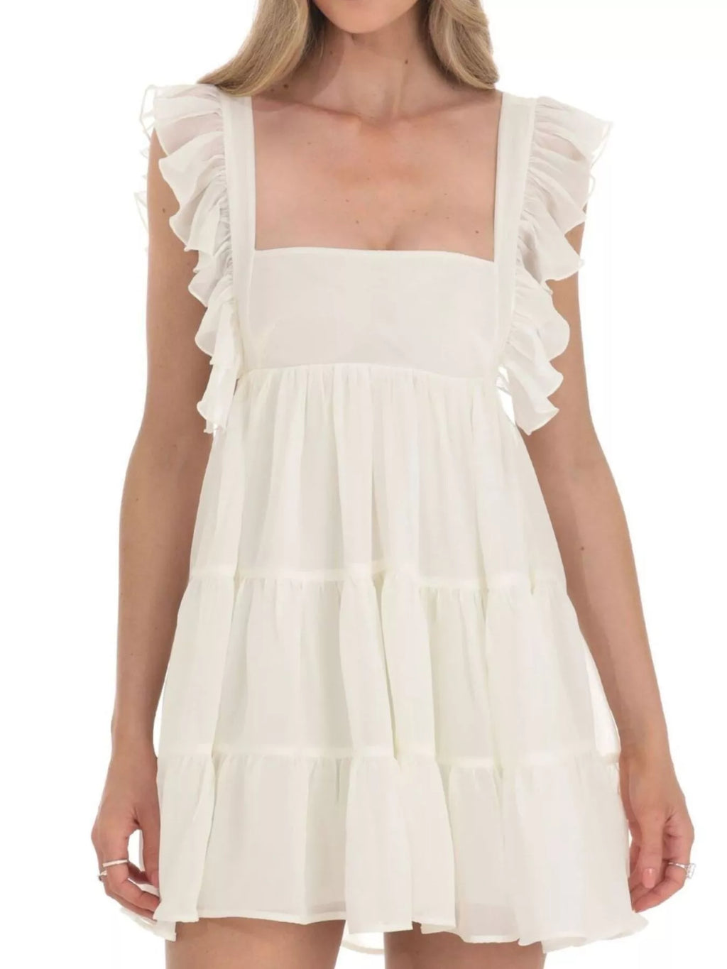 Ruffled Square Neck Tiered Dress