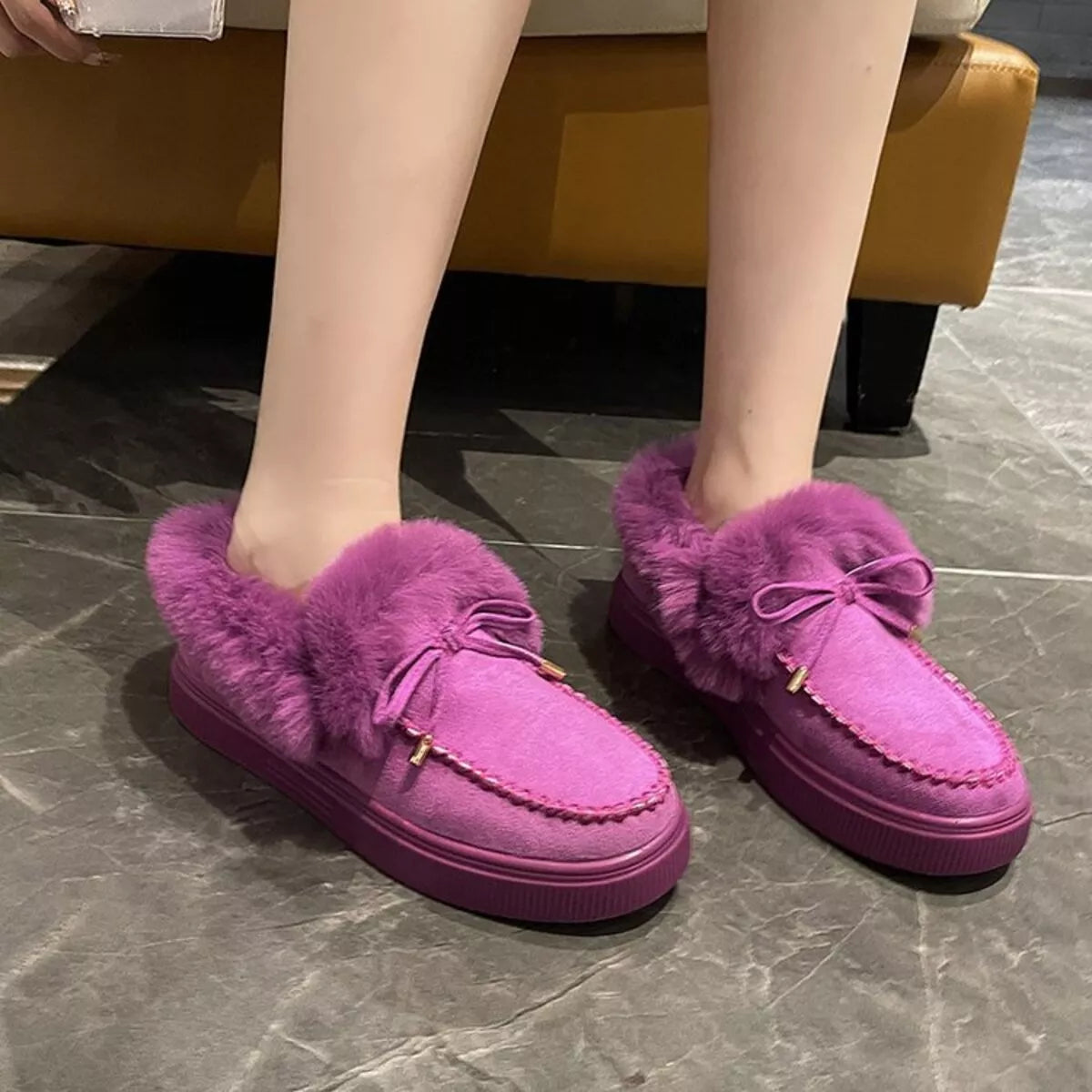 Fuzzy Round Toe Slip-Ons