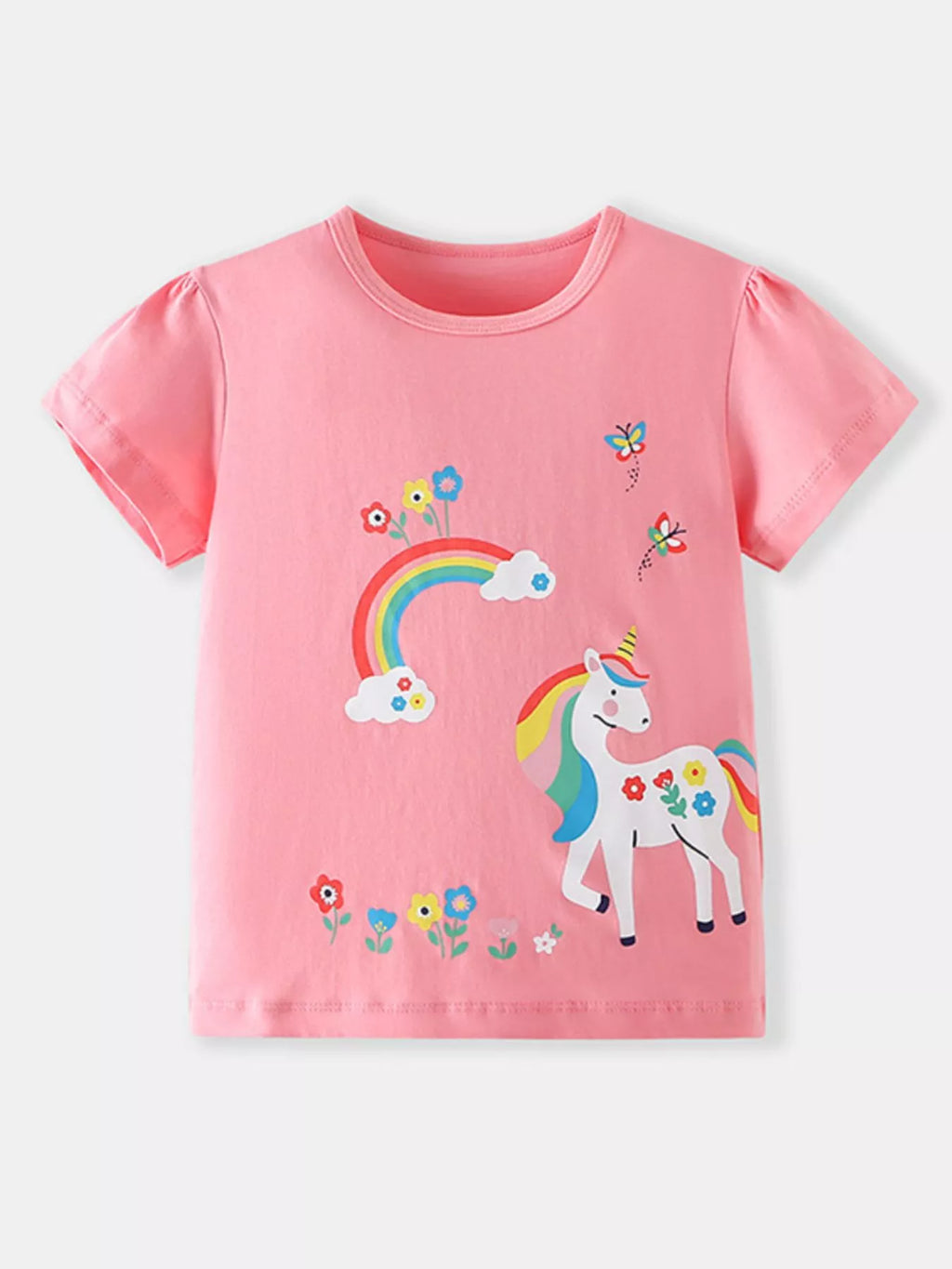 Children's Unicorn Rainbow Graphic Short Sleeve T-Shirt