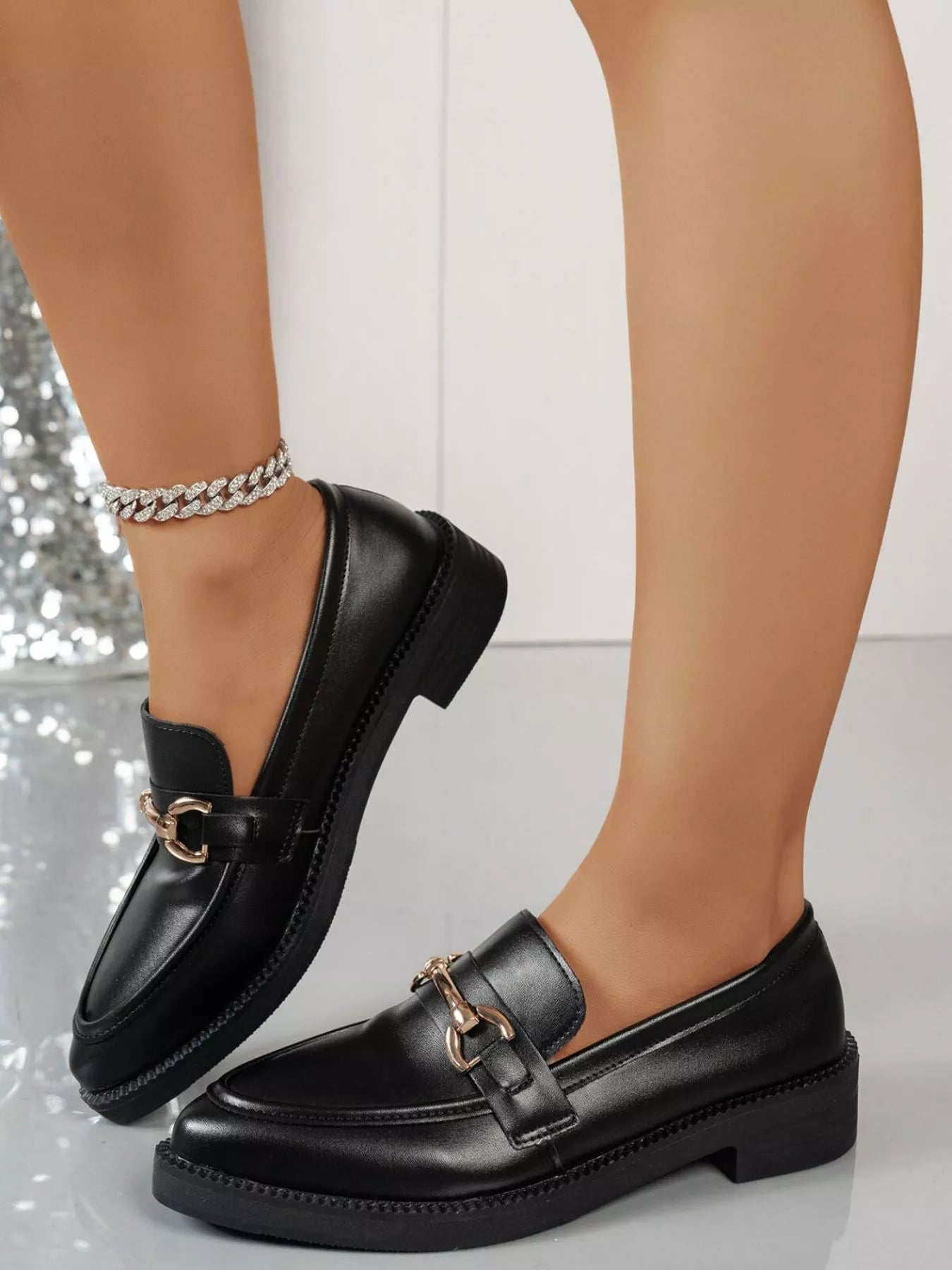 Point Toe Block Heels Loafers